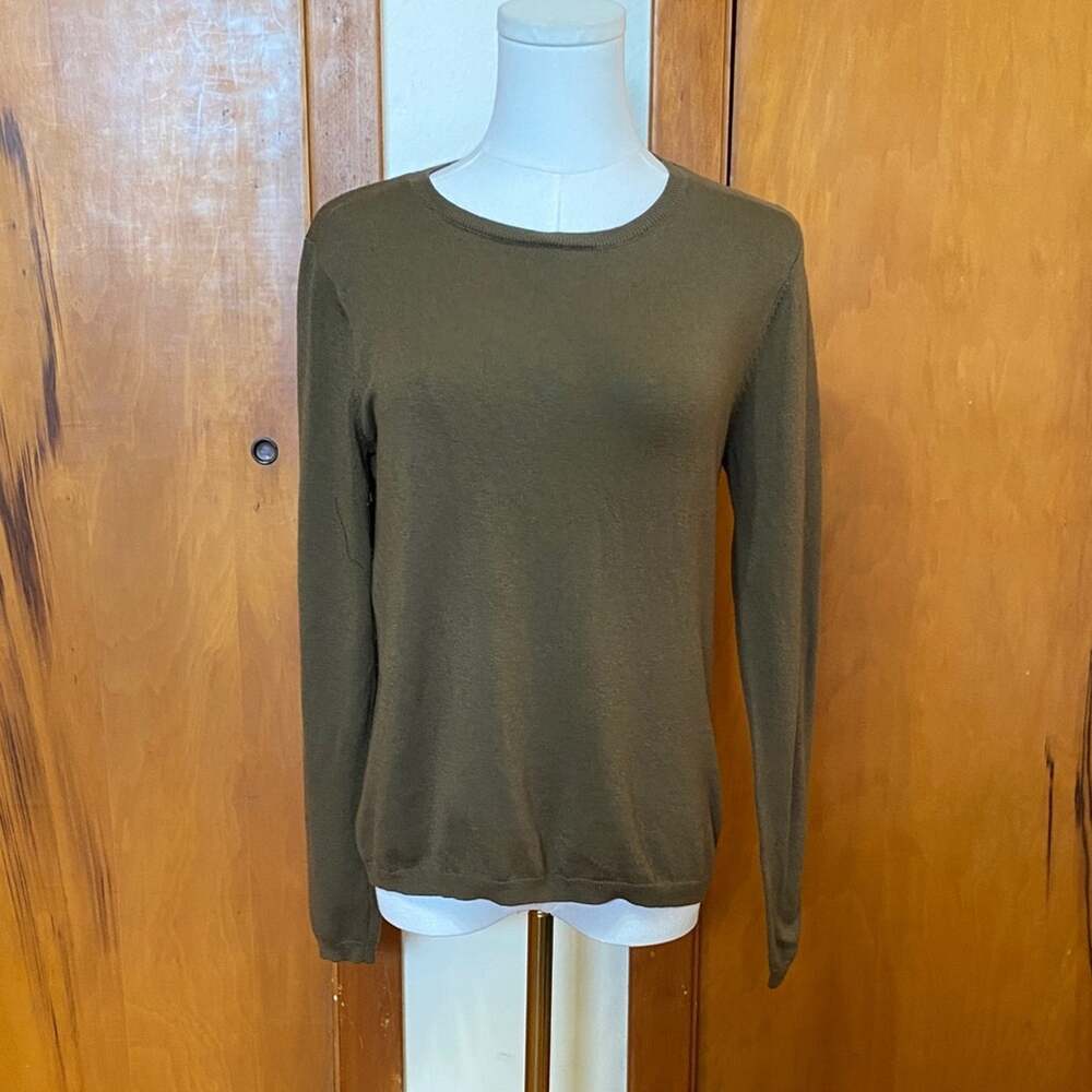 Philosophy Olive Green Crew Neck Sweater Long Sleeve Layers Fall Modal Nylon